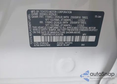 2015 Toyota Rav4 Limited из США, поврежденный, VIN JTMYFREV1FJ034798